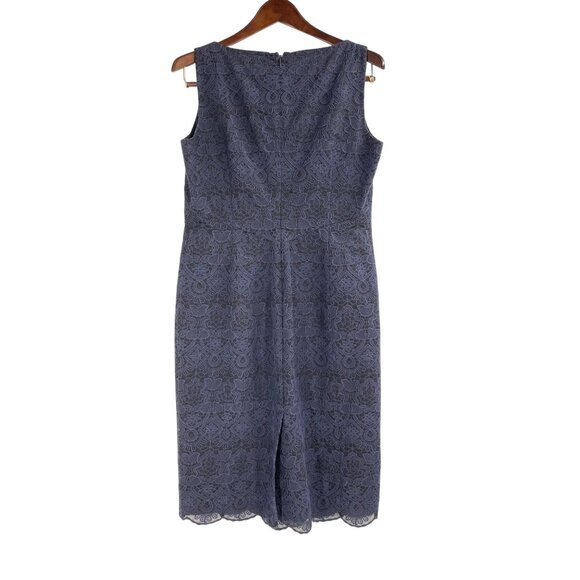 Tory Burch Womens Size 12 Lace Sleeveless Sheath Dress Navy Blue Formal Cocktail - Picture 3 of 8